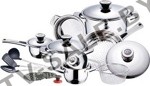 Набор посуды HOFFMAYER HF-20064 из 21 предмета: кастрюли из нержавеющей стали с термодатчиками 9-слойное дно