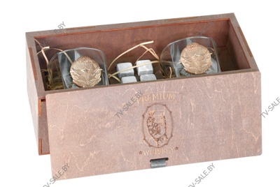 Подарочный набор ВДВ с бронзовыми гербами и камнями для напитков ( код 0007 )