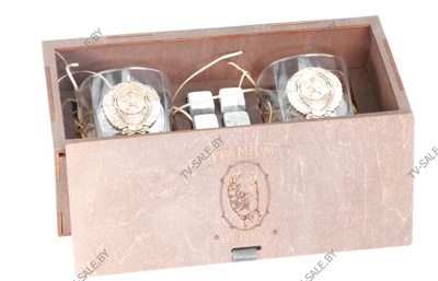 Подарочный набор СССР с бронзовыми гербами и камнями для напитков №1 ( код 0007 )