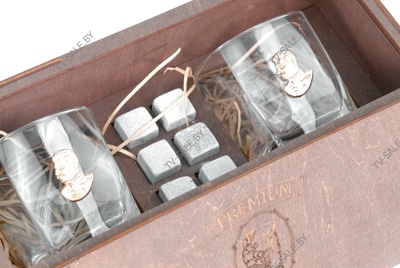 Подарочный набор Сталин с бронзовыми бюстами и камнями для напитков ( код 0007 )