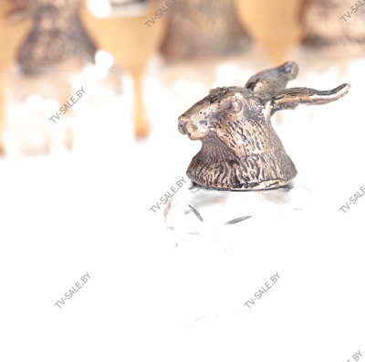 Стопка перевертыш Заяц художественное литьё из бронзы ( код 0007 ) 