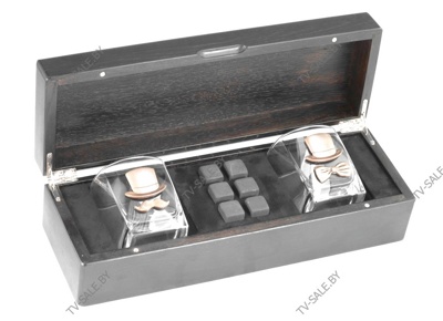 Подарочный набор Total Black Premium бронза с камнями для виски шунгит светлый ( код 0007 )