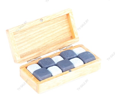 Подарочный набор камней для виски шунгит и карельский ледник в дубовой упаковке ( код 0007 ) 