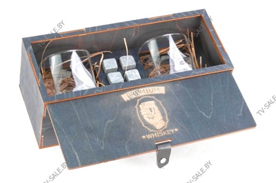 Подарочный набор Premium Whiski со стаканами и камнями для виски ( код 0007 ) 