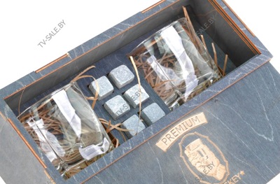 Подарочный набор Premium Whiski со стаканами и камнями для виски ( код 0007 ) 