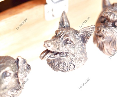 Набор рюмок перевертышей Четыре собаки Premium бронза художественное литьё ( код 0007 ) 
