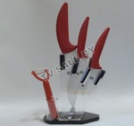 Набор керамических ножей на подставке Royal Ceramika RL-522 (Red Handle) 5 предметов 